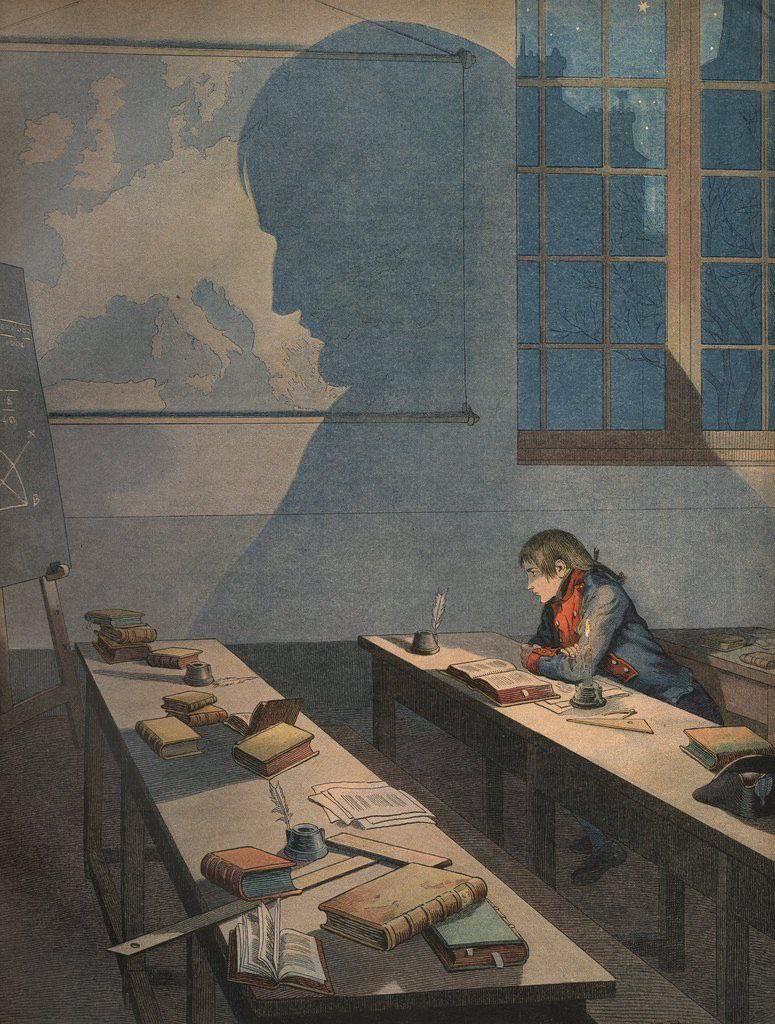 The young Napoleon Bonaparte studying